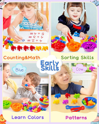 Yetonamr 48 Pcs Counting Dinosaurs Montessori Toys for 3 4 5 Years Old Boys Girls, Toddler Preschool Learning Activities Toy for Kids Ages 3-5, 4-8, Birthday Gifts Sensory Toys