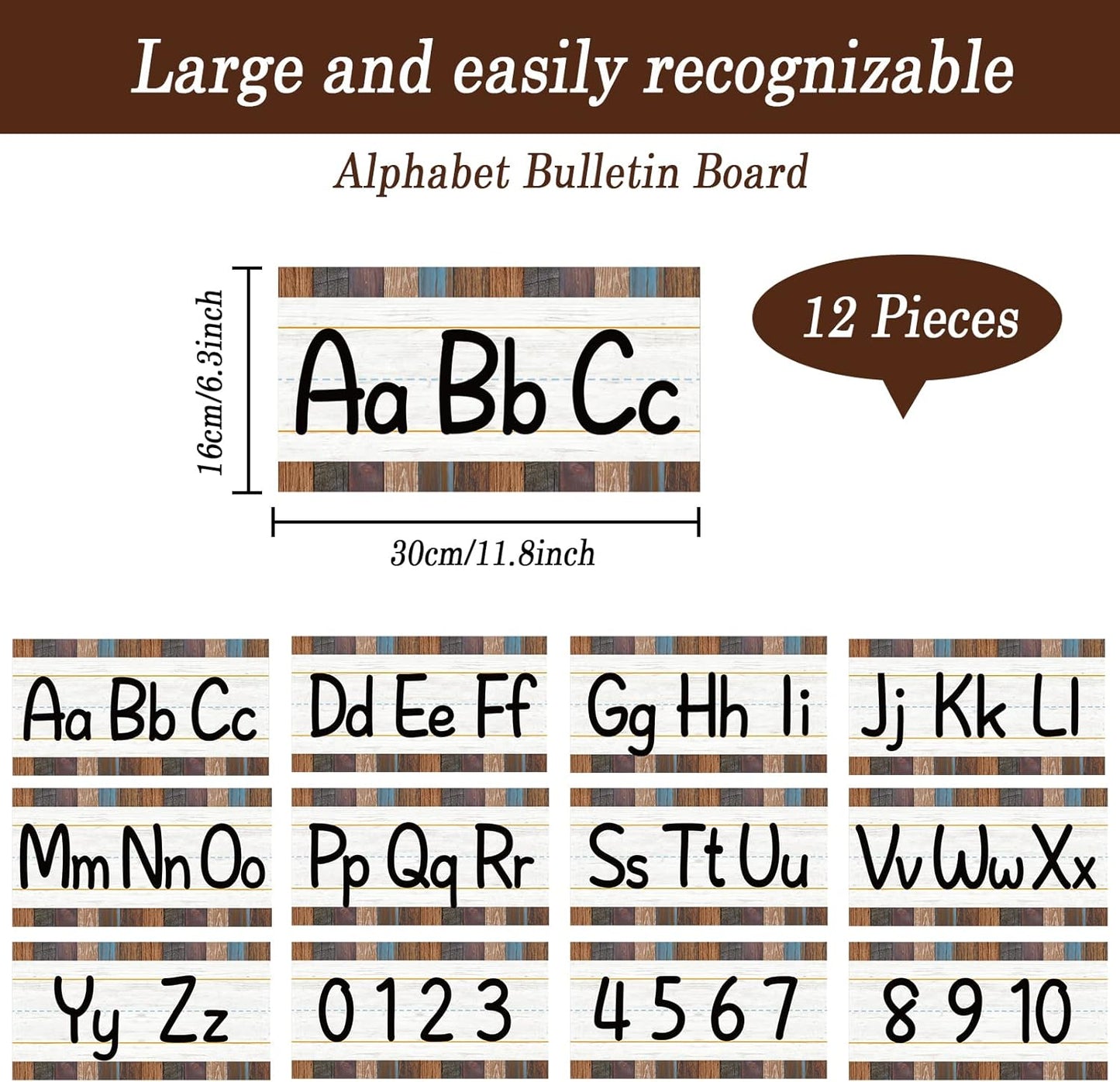gisgfim 12 Pieces Alphabet Bulletin Board Strips Set Boho Rainbow Alphabet Line ABC Alphabet Banner & Number Border Posters for Preschool Kindergarten Classroom Playroom Bedroom (Boho)