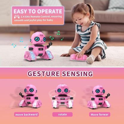 Robot Toys for Boys and Girls, Rechargeable Remote Control Robot with Auto-Demonstration, Light Projection, Dance Moves, Music, and Gesture Sensing –Toy Robot Gifts for 6+ Year Old Boys (Blue)