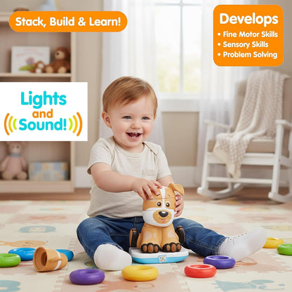 Stack-a-Roos Baby Giraffe by Salus Brands - Animal Stacking Toy, Educational Early Learning Toy for Infants Babies Toddlers, Age 12+ Months - Great Baby Gifts, STEM
