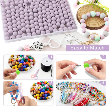 65Pcs 19mm Silicone Beads for Keychain Making Bracelet Necklace, Bulk Round Silicone Beads for Pens（Christmas Green） - Colors B