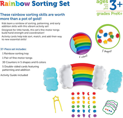 Learning Resources Rainbow Sorting Set , fine motor, sorting, patterning & addition skills, Toddler Educational Toys, sensory tray