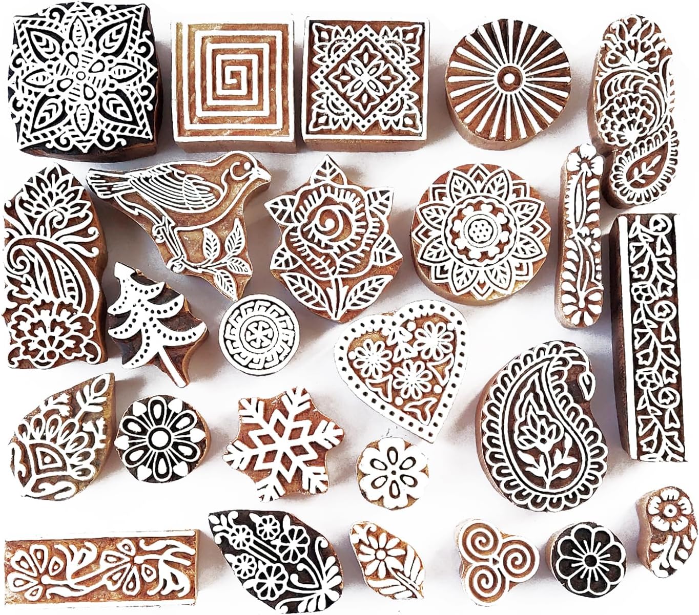 Royal Kraft Assorted Wooden Block Printing Stamps (Set of 10) Bulk01_10