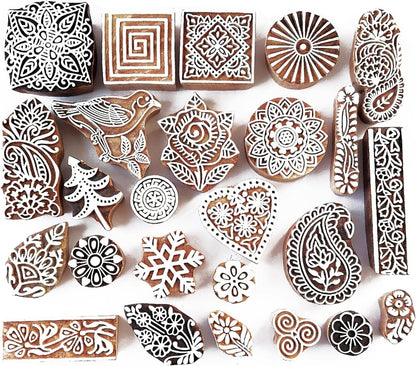 Royal Kraft Assorted Wooden Block Printing Stamps (Set of 10) Bulk01_10