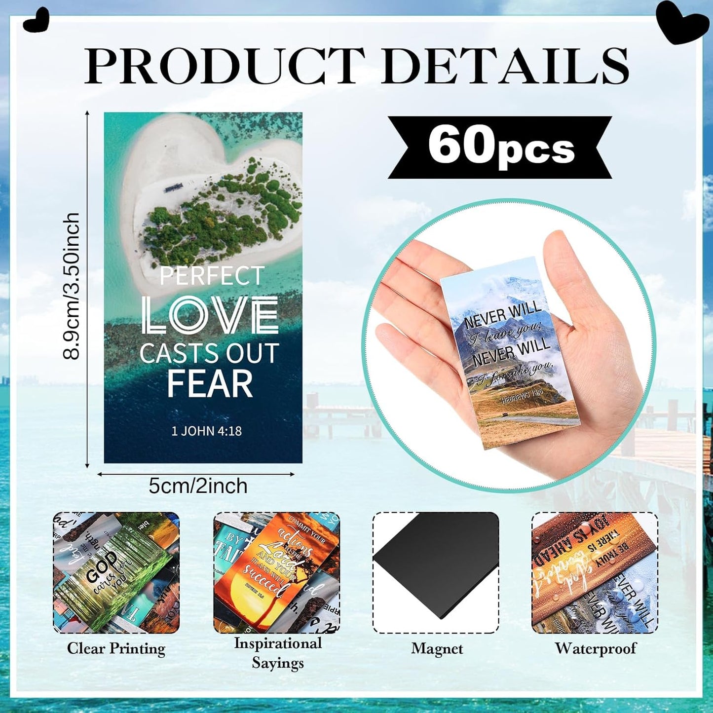 Blosssound 60 Pcs Inspirational Christian Magnets with Bible Verses Religious Refrigerator Magnet Motivational Quotes Fridge Scripture Positive Gifts for Home Office School Locker Decor(Scenery)