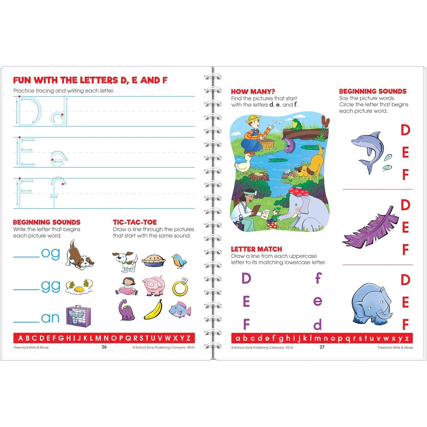 School Zone Preschool Write & Reuse™ Workbook: 52 Wipe-Clean Pages, Spiral-Bound, Letters, Numbers, Early Math, Tracing & Writing, Ages 3–5, Includes Dry-Erase Marker