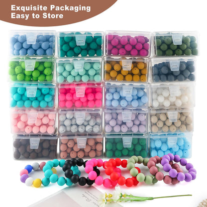 65Pcs 19mm Silicone Beads for Keychain Making Bracelet Necklace, Bulk Round Silicone Beads for Pens（Christmas Green） - Colors A