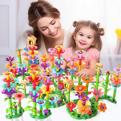 145 Pcs Toys for 3 Year Old Girl, Toddler Gardening Set Flower Garden Toy Girls Building Sets Best Educational Learning Fine DIY Crafts Stem Construction Stacking Kit for 3 4 5 6 7 Years Kids