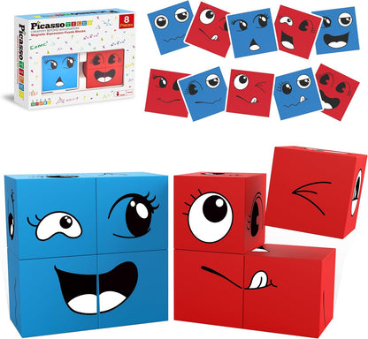 PicassoTiles Magnetic Cube Puzzle 7-in-1 Dinosaur Theme Pattern Magnet Mix Match Building Cubes Toy Set Kids Ages 3 & Up Preschool Children Promote Problem Solving Skills PMC10
