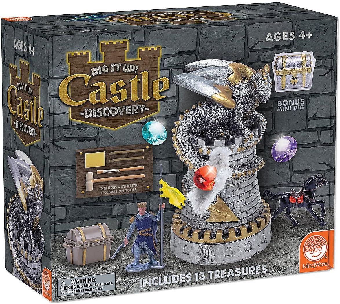 MindWare Dig It Up! Castle Discovery – Fantasy-Themed Excavation Kit for Kids, Includes 12 Dig Bricks, Tools, and Instructions, Ages 4+