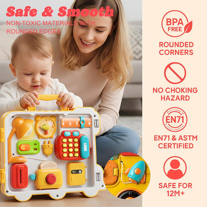 Montessori Busy Board Sensory Toys for Toddlers 1-3, Activity Music & LED Light Up Montessori Toys for 2+ Year Old, Travel Toys for 2 Year Old Boys & Girls, 2025