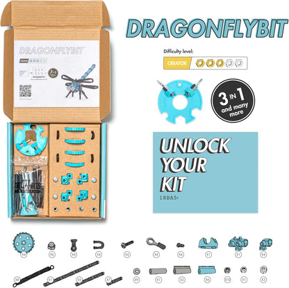 The Off Bits Erector Set: Animal Mini STEM Toys for Kids 6+, Toy Building Sets with Nuts & Bolts, STEM Building Toys Gifts for Boys and Girls (Blue Elephant)