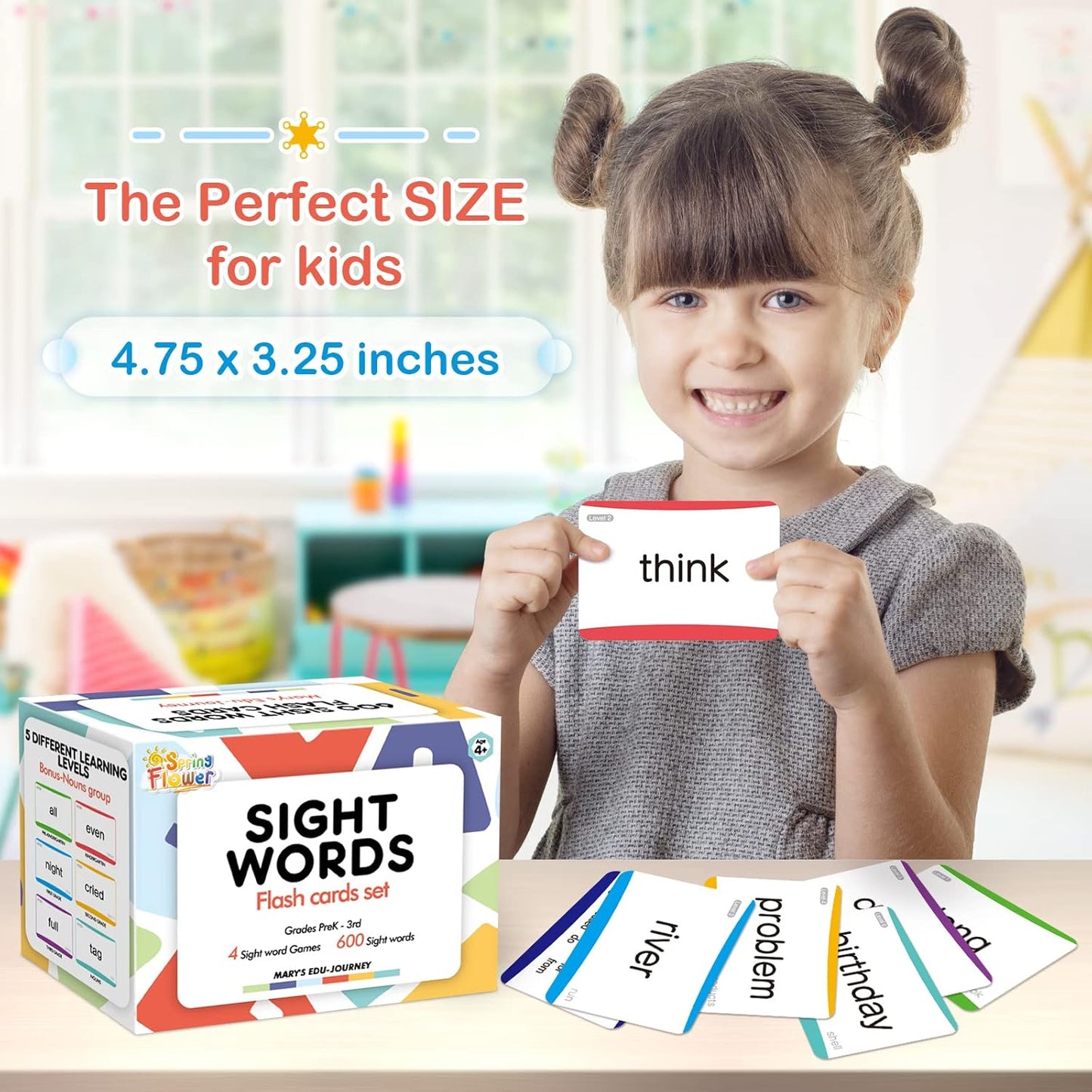 SpringFlower 712 Sight Words Flash Card,600 Dolch & Fry High Frequency Sight Word,112 Phonic Flash Cards for Kindergarten Homeschool Supplies Games for Kids Pre-K, Kindergarten, 1st, 2nd, 3rd Grade