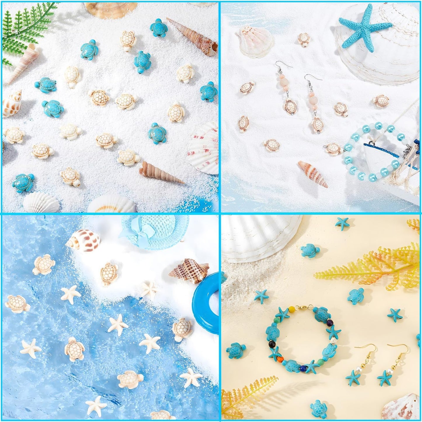 100pcs Blue and White Turquoise Cross Spacer Beads 8x10mm Semi Precious Stone Bead Easter Cross Gemstone Loose Beads for Jewelry Making Charms Beading Bracelets Necklaces Earrings Crafts