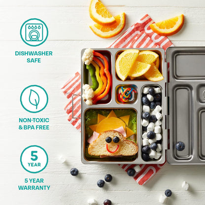 PlanetBox Rover Stainless Steel Bento Box Style Lunch Box Kit for Youth with 5 Compartments – Butterflies Edition includes Insulated Lunch Bag, Leakproof Food Containers & Matching Magnets