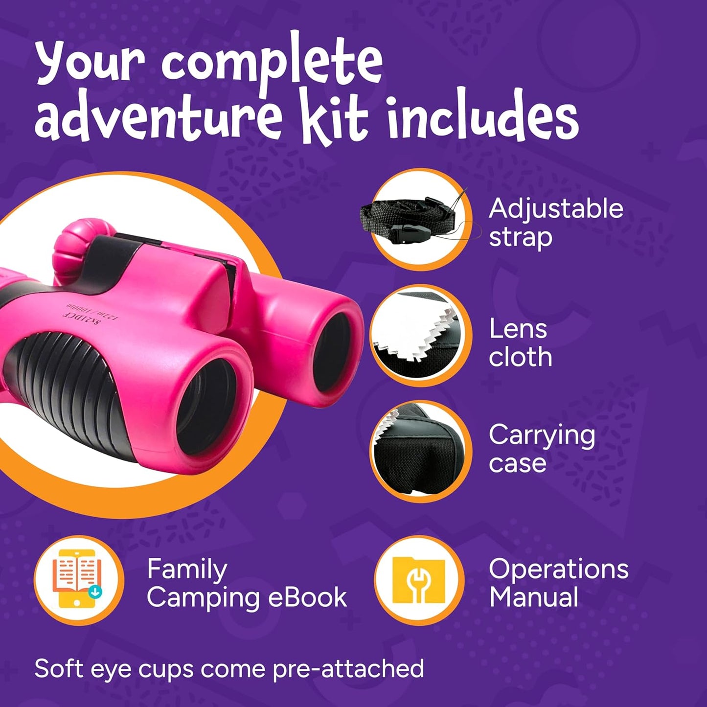 Think Peak Pink Binoculars Science Toy for Kids Ages 3-12 Years - Real Compact Outdoor Adventure & STEM Educational Nature Hiking Explorer for Bird Watching, Camping Children’s Birthday Gift