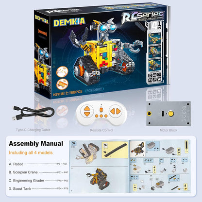 Demkia 5in1 STEM Robot Building Kit, 560 PCS APP/Remote Control Mech RC Robotics for Kids Ages 8-12, Science Kit Coding Robots Toy Set, Birthday Gifts for Boys Age 8-14+