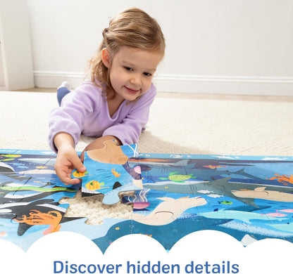 Melissa & Doug Beneath The Waves, Ocean-Themed Search and Find Jumbo Floor Puzzle, 48-Piece Jigsaw Puzzle with Learning Activity, Over 4 Ft Long, Kids Puzzles for Girls & Boys Ages 3 and Up