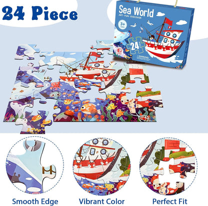 Jumbo Floor Puzzle for Kids, Large Jigsaw Puzzles 24 Piece for Kids Ages 3-5,Preschool Learning & Education Toys, Gifts for 4-8 Year Old Boys and Girls (Jungle Animals)