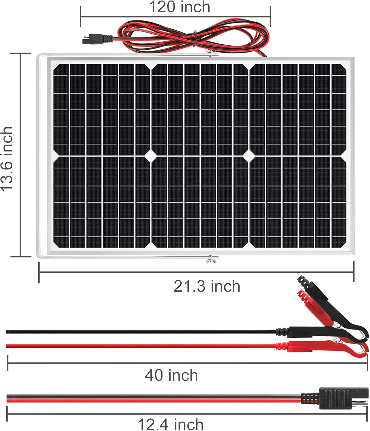 SOLPERK Solar Panel Kit 50W 12V, Waterproof Solar Battery Trickle Charger Maintainer + Waterproof Controller + Adjustable Mount Bracket for Boat Car RV Motorcycle(Without Mounting Bracket)