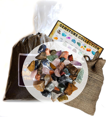 5 Pound Paydirt | Burlap Collection Bag | Gem Stones | Identification Card | Made in USA