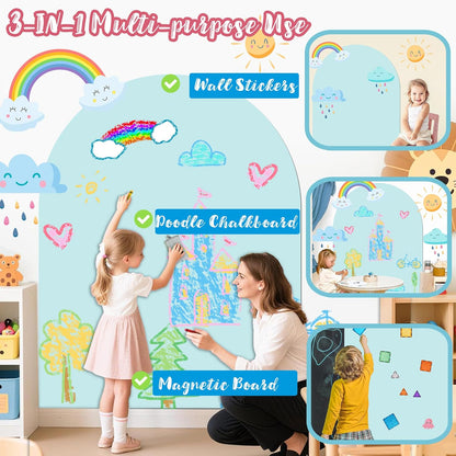 8 PCS Magnetic Wall Decals for Kids Magnetic Chalkboard Peel and Stick Magnet Sheets Board Sticker Tangram Puzzle Self Adhesive Contact Paper Dry Erase Blackboard for Playroom Homeschool 15.7"x10.4"