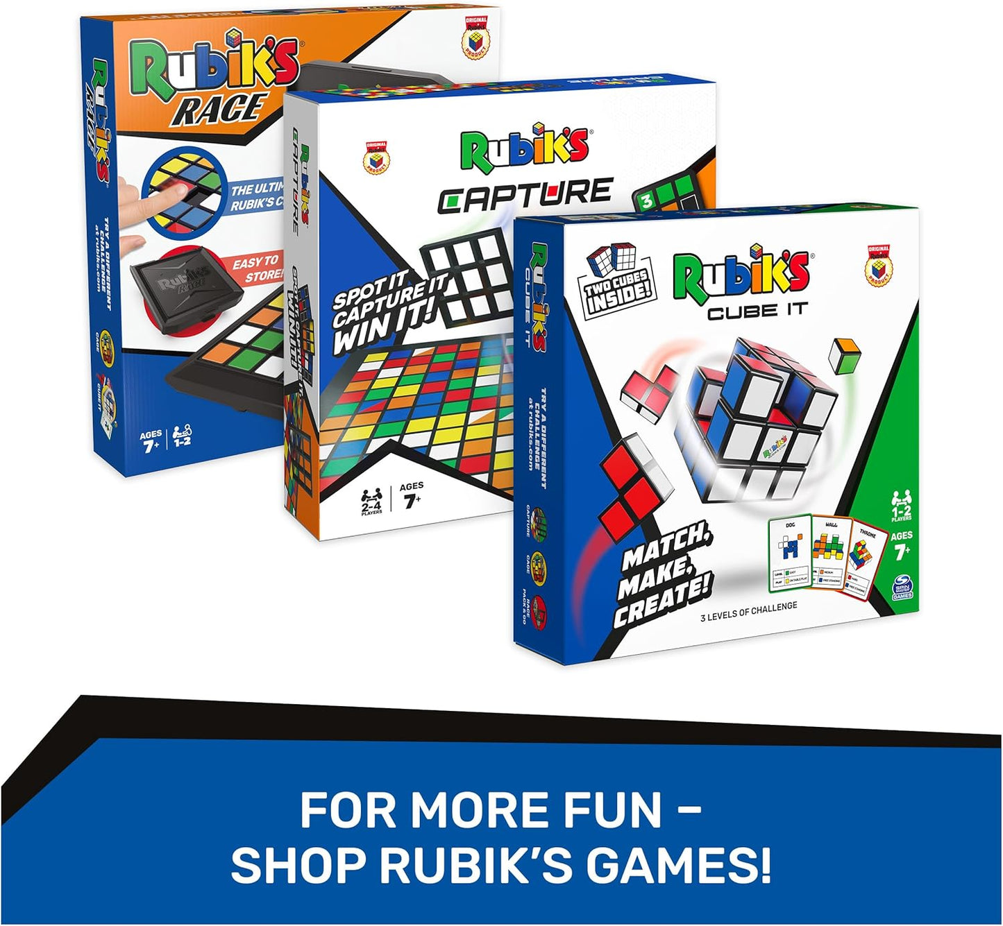 Rubik’s Cube, Connector Snake, Two-Pack Cubes 3D Puzzle Game Stress Relief Fidget Toy, Classic Color-Matching Puzzle, Problem-Solving Brain Teaser, for Adults, Teens, Kids Ages 8 & Up
