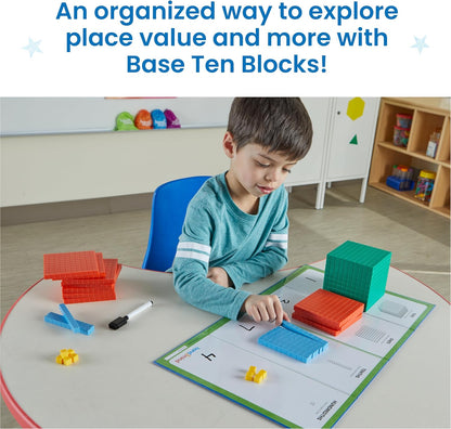 hand2mind Foam Base Ten Blocks Activity Set, Place Value Manipulatives, Base 10 Blocks for Math, Counting Cubes, Math Manipulatives 1st Grade, Small Group Classroom Must Haves (133 Pieces)