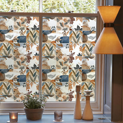 DKTIE Wooden Blinds Pattern Decorative Window Privacy Film, Sun Blocking Heat Control, Static Cling No Glue, with Installation Tools, Stained Glass Window Film (S531, 17.7" x 78.7")