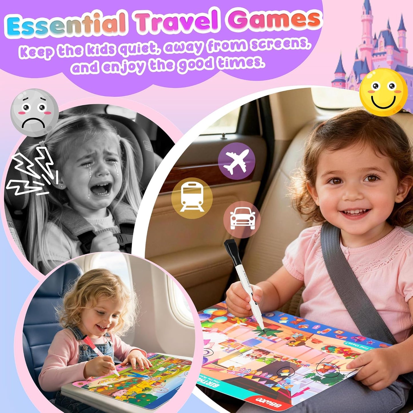 Search and Find Activity Books for Kids Ages 3-5, Travel Games Toys for Car Airplane, Road Trip Activities for Kids Games 4-8, Preschool Learning Activities, Educational Seek Game,Gifts for Boys Girls