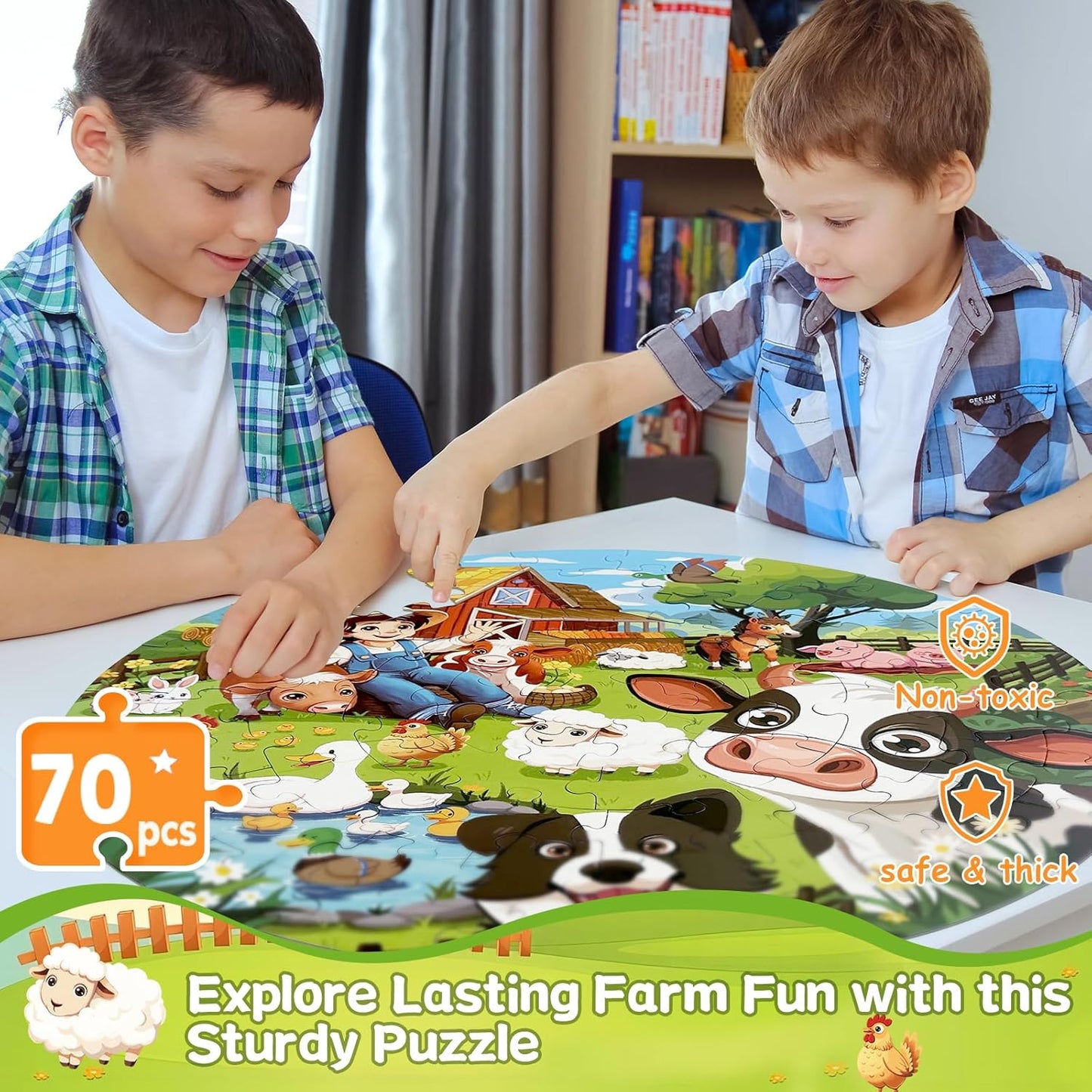 TALGIC Puzzles for Kids Ages 4-6 with Solar System Planets, 70 Piece Round Large Kids Floor Puzzles for Ages 3 4 5 6 7 8, Educational Toy Gift Jigsaw Puzzles for 5 Year Old Boys Girls