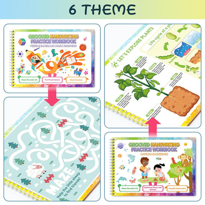 Magic Practice Copybook, Reusable Writing Practice Book, for Preschool Kids Age 3-8 Calligraphy (4 Books with Pens)