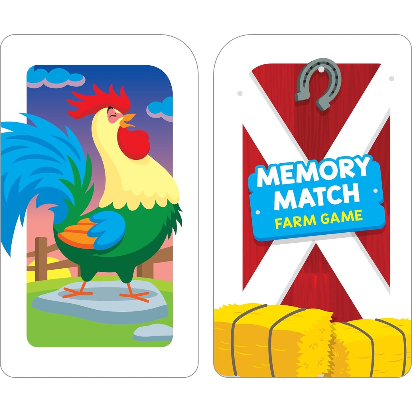 School Zone Memory Match Farm Card Game: 56 Game Cards, Preschool, Kindergarten, Animals, Early Reading, Counting, Matching, Vocabulary, Ages 3+