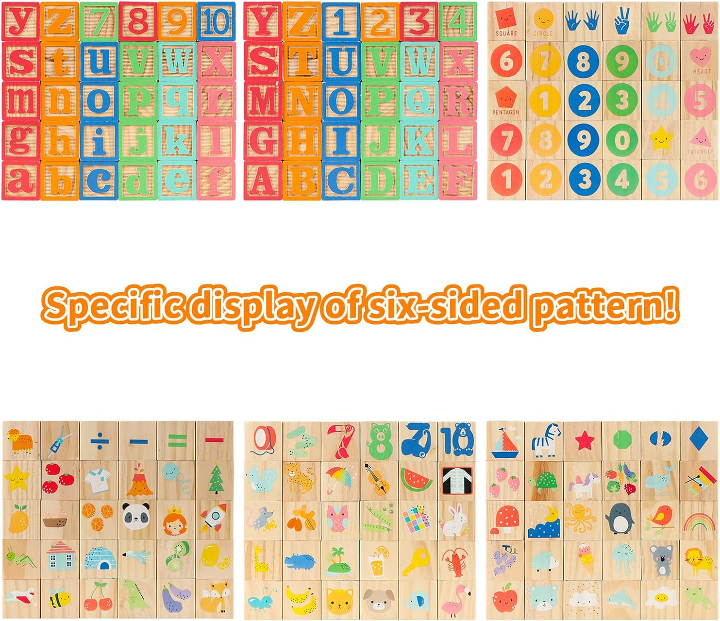 Joqutoys ABC Wooden Building Blocks for Toddlers 1-3 Large, 26 PCS Alphabet & Number Stacking Blocks, Educational Learning Toys for Boys Girls Kids Gifts 1.65''