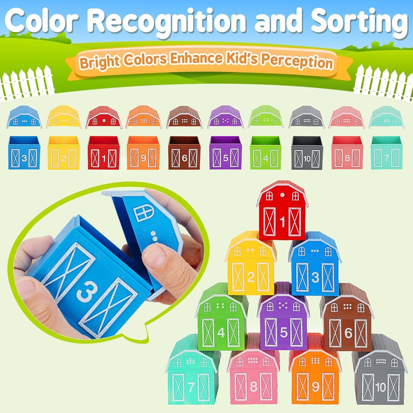 Learning Toys for 1 2 3 Year Old Boys Girls, 20 Pcs Cat Toys for Toddlers 1-3, Kitten Finger Puppet Games, Counting Matching Sorting Motor Educational Playset, Gifts for Baby Toddlers Age 12-18 Months