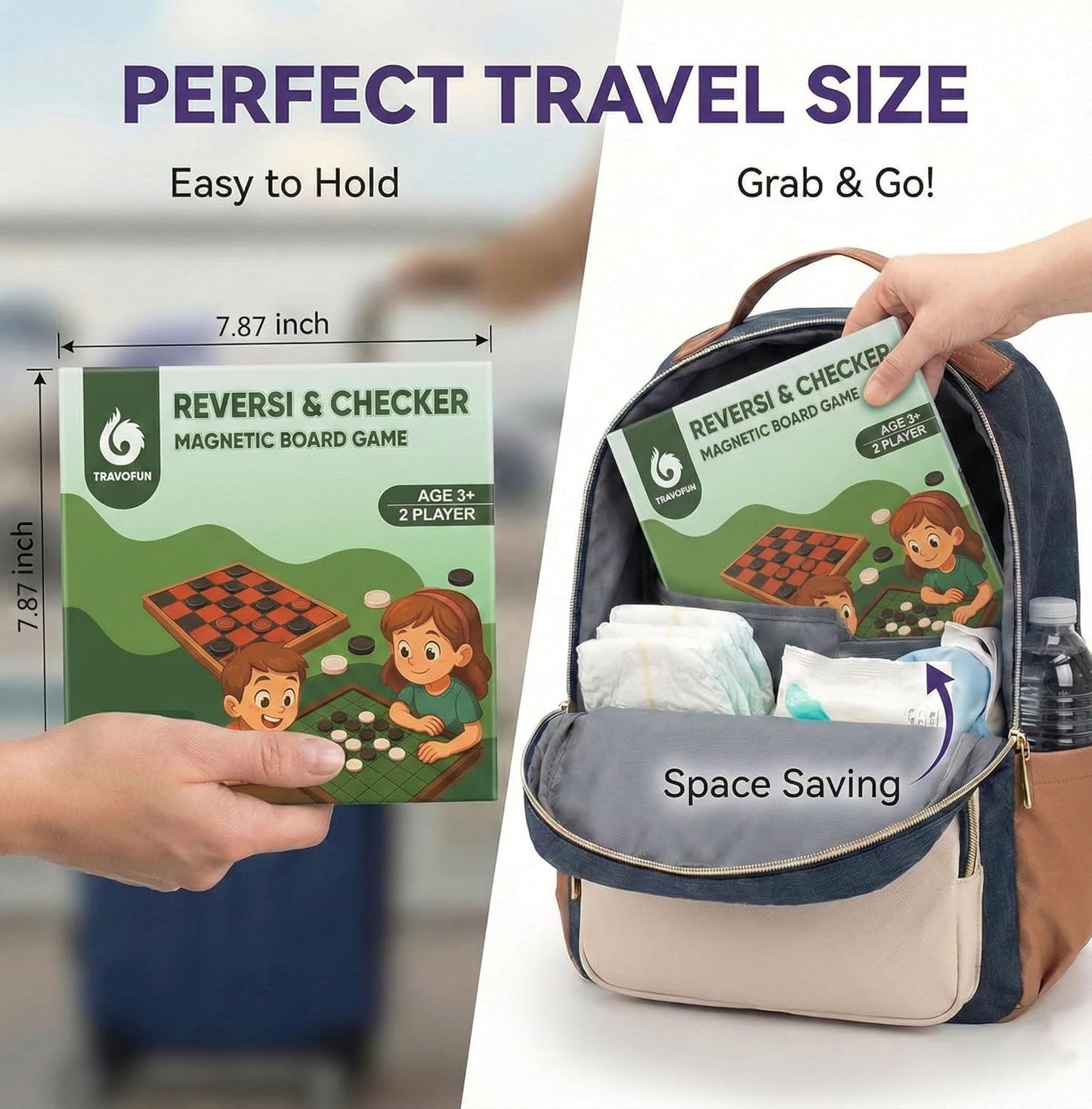 TRAVOFUN Magnetic Fishing Game Book - Travel Toys for Toddlers 3-5 - Car Road Trip Essentials & Airplane Activities for Kids - Montessori Learning Gift with 2 Poles & 27 Ocean Fish (Quiet & Portable)