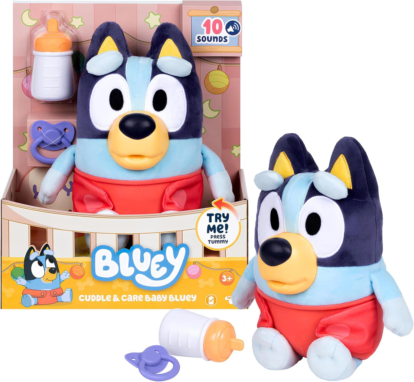 Dress & Play Baby Bluey Plush, Button, Zip, Buckle and Tie, Learn to Dress Dolls for Toddlers Ages 3+, Fine Motor Skills Buckle Toys