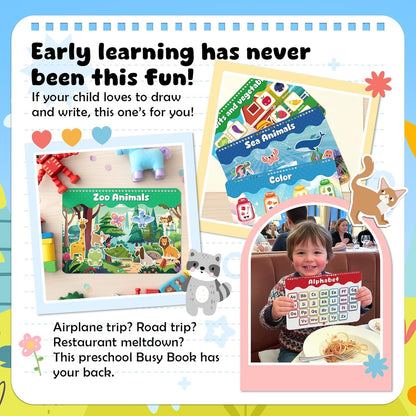 Montessori Busy Book for Toddlers 3-5, Activity Books for Kids, Toddler Busy Book for Preschool and Kindergarten Learning Activities