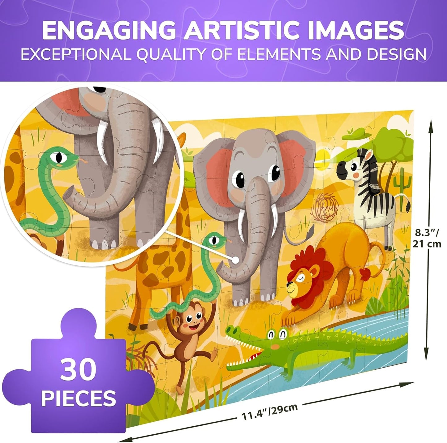 QUOKKA Puzzles for Kids Ages 3-5 - 30 Pieces Puzzles for Toddlers 2-4 - Sea World Learning Jigsaw Puzzles for Kids 4-6 Years Old - Educational Toys for Boy and Girl