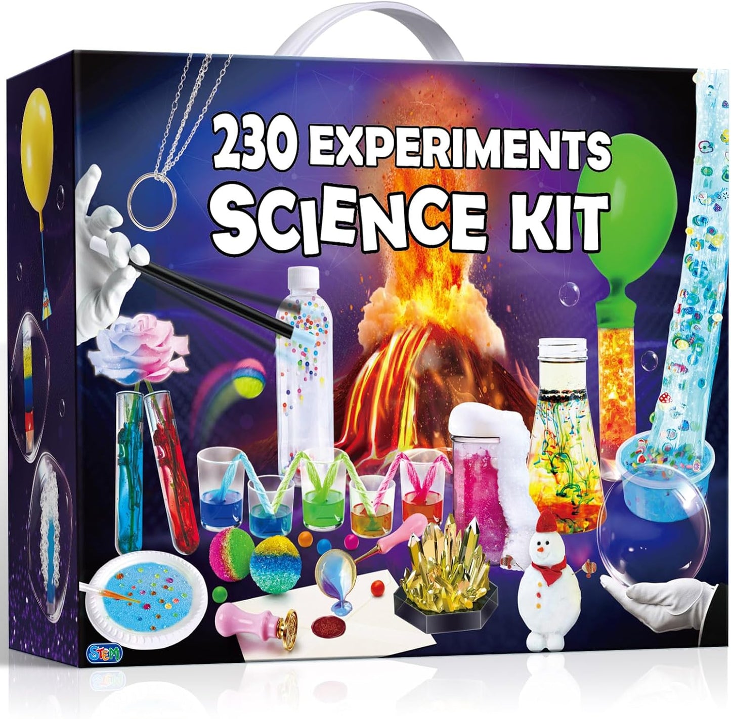 PATIFEED 110 Science Experiments Kit for Kids, Educational Science Lab Chemistry Set, Birthday Toys Gifts for Boys Girls, Volcano Eruption, Crystal