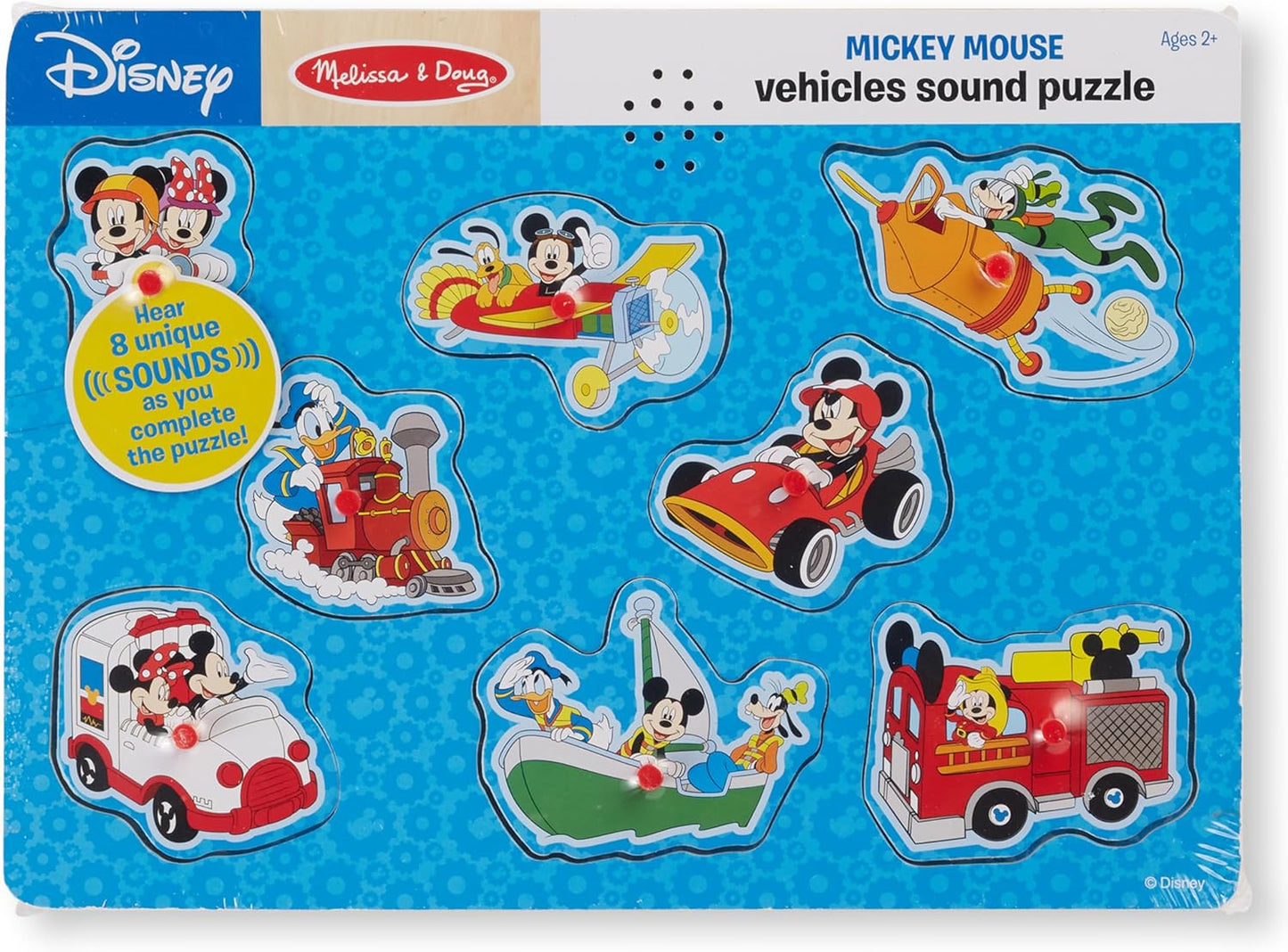 Melissa & Doug Disney Mickey Mouse and Friends Vehicles Sound Puzzle (8 pcs)