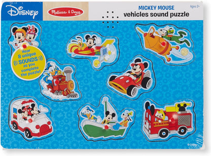 Melissa & Doug Disney Mickey Mouse and Friends Vehicles Sound Puzzle (8 pcs)