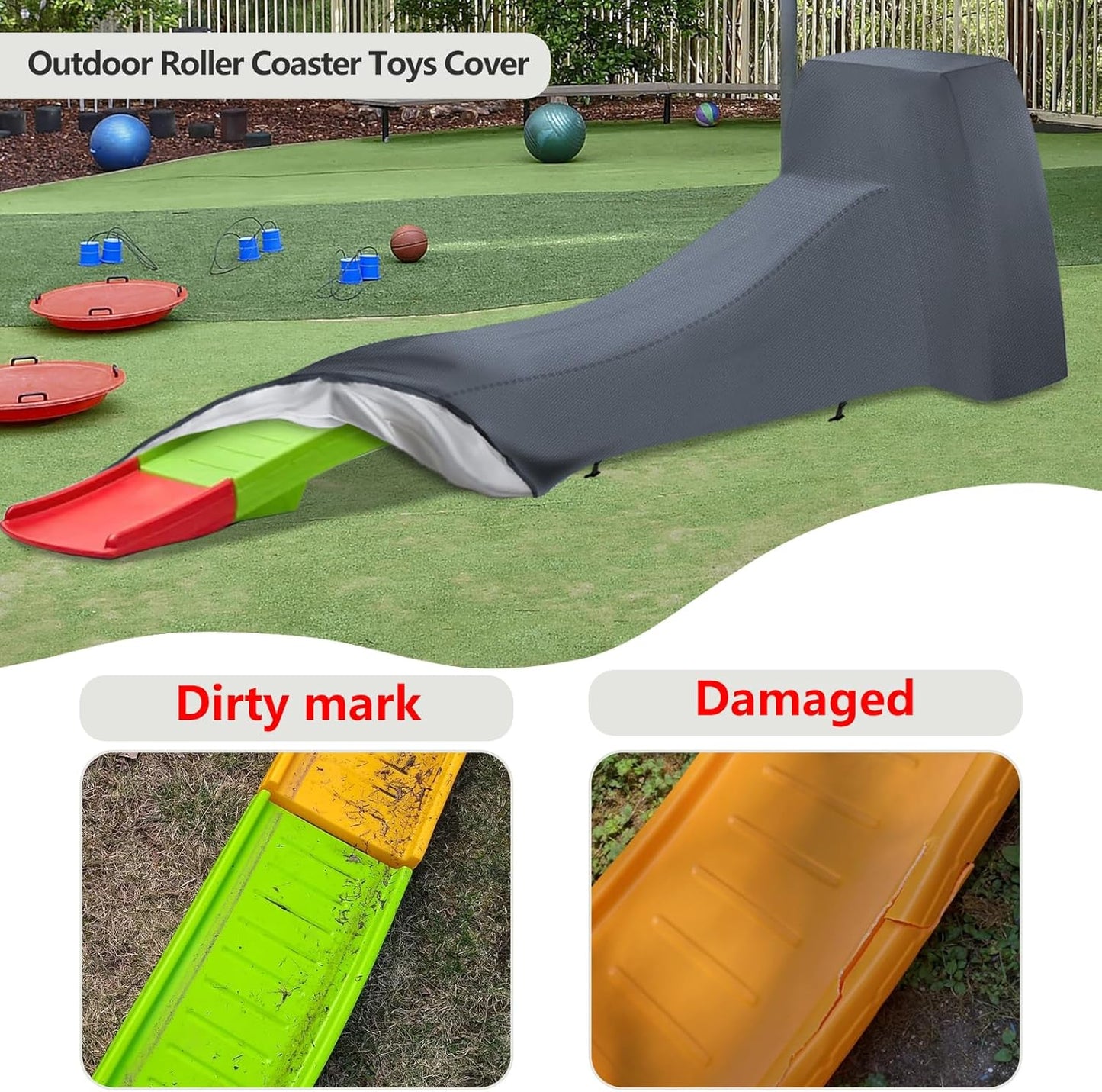 Toddler Roller Coaster Cover for Kids Up & Down Roller Coaster ,Waterproof Dust Proof Anti-UV Outdoor Roller Coaster Toys Cover,Cover only