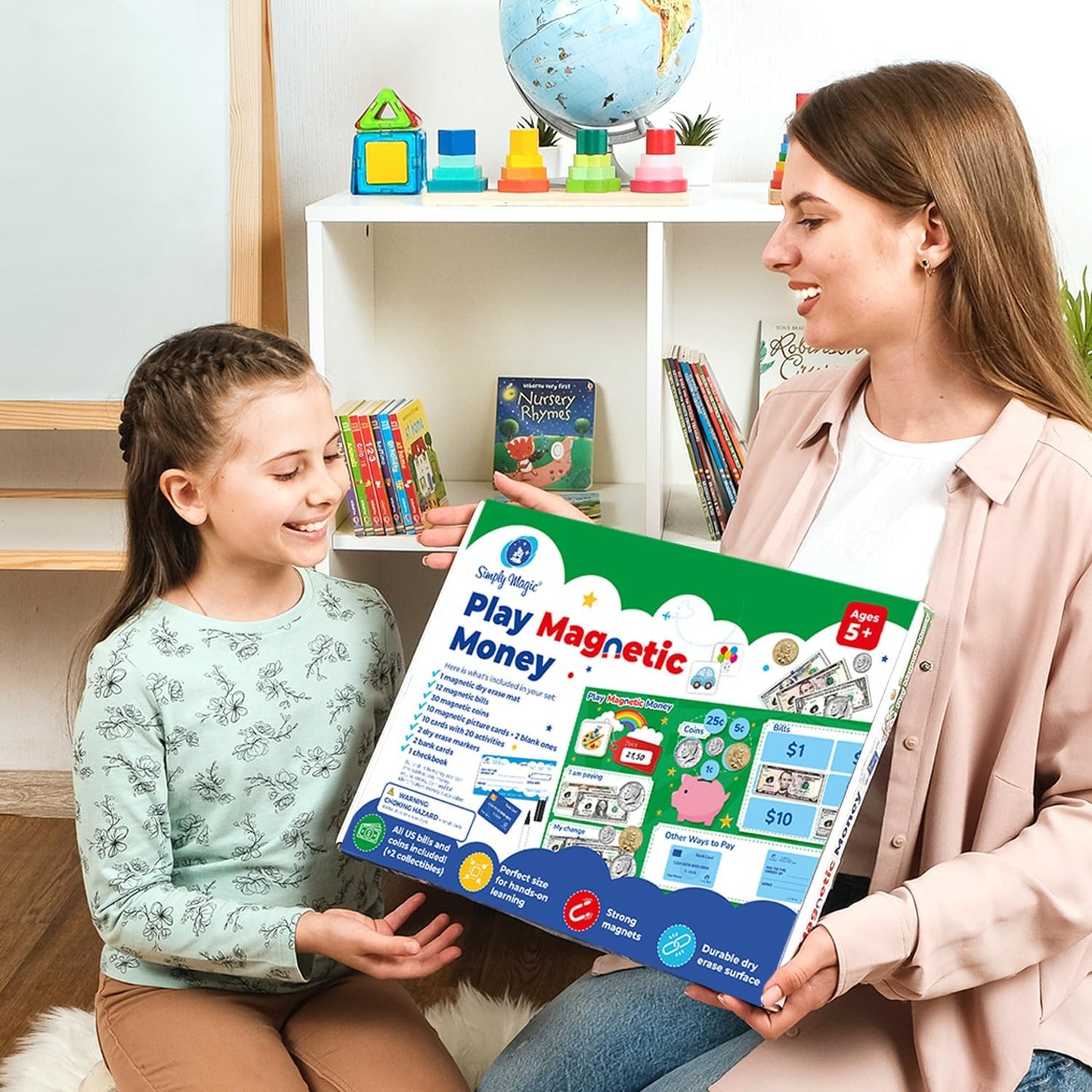 Simply magic 70 PCS Magnetic Money for Classroom - Play Money for Teaching, Money Manipulatives & Activities, Pretend Play Money for Kids, Money Magnets, Learning Coins, Bills - Toddler Money Games