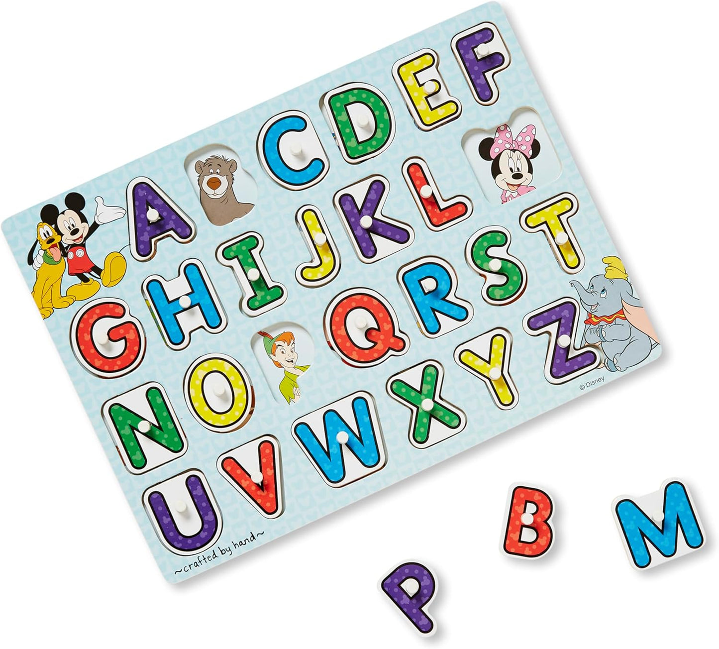 Melissa & Doug Disney Classics Alphabet Wooden Peg Puzzle (26 pcs)