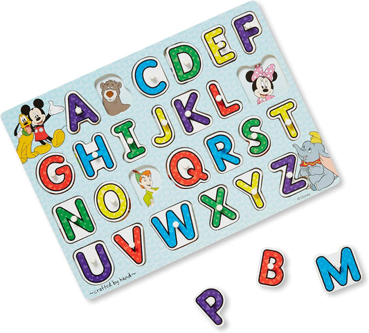 Melissa & Doug Disney Classics Alphabet Wooden Peg Puzzle (26 pcs)