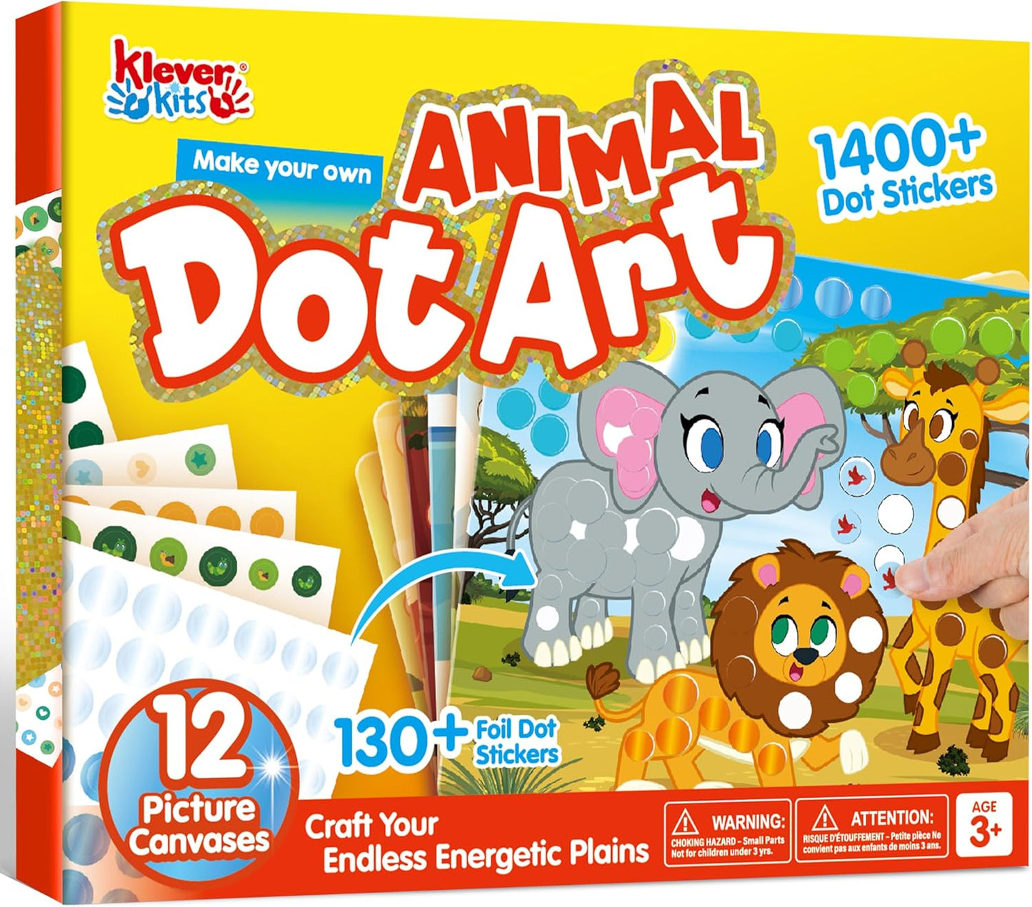 Klever Kits Dot Art Kit for Kids, No Mess Sticker for Toddlers 3-7, Craft Kits, DIY Creative Activity, Travel Toy, Birthday Presents for Boys Girls (Unicorns & Princess)
