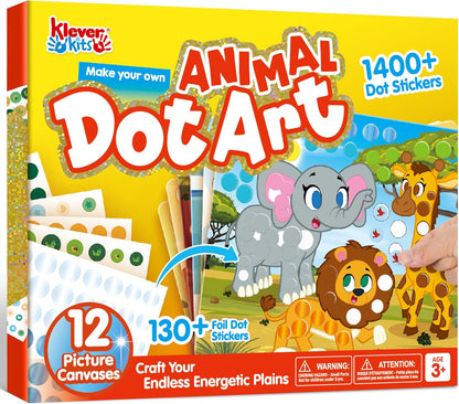 Klever Kits Dot Art Kit for Kids, No Mess Sticker for Toddlers 3-7, Craft Kits, DIY Creative Activity, Travel Toy, Birthday Presents for Boys Girls (Unicorns & Princess)