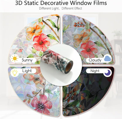 LEMON CLOUD Window Film, Decorative Window Privacy Film, Window Film Privacy Static Cling Frosted, Anti-UV Sun Blocker Heat Control for Home(Grayish Black, 17.5 x 78.7 inches)