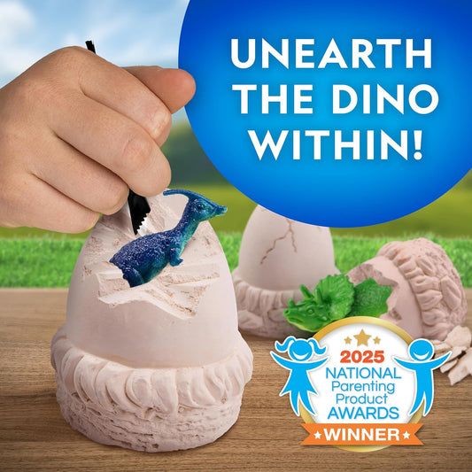National Geographic Dinosaur Dig Kit - 12 Dino Shaped Dig Bricks with Dinosaur Figures Inside & Excavation Tool Sets, Egg Hunt or Dig Party Activity, Great STEM Toy for Boys & Girls
